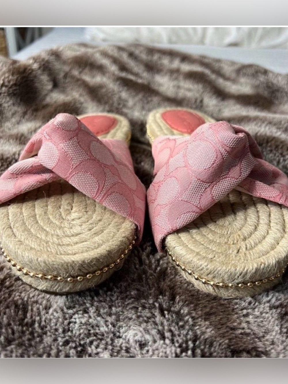 Coach Charli Espadrille Slide Sandals with Jacquard Straps 5.5 NWOT - Picture 2 of 8